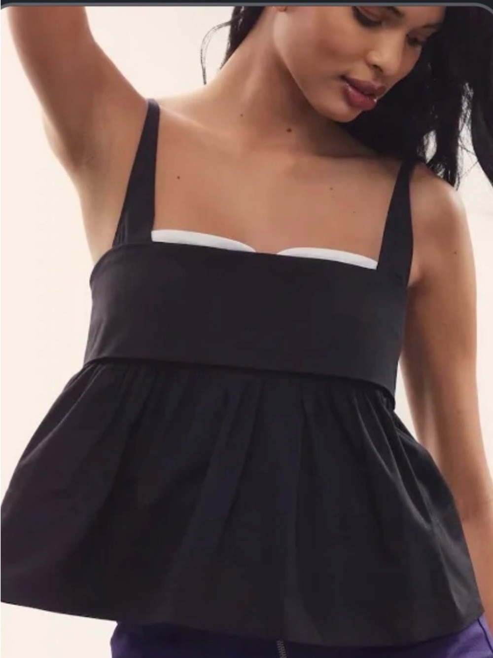 Maeve Black Bandeau Peplum Cami with White Trim